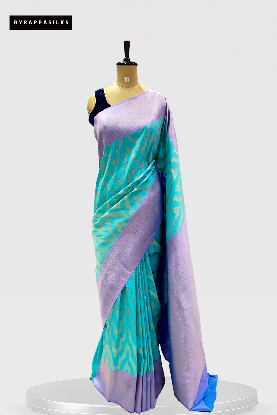 Semi Kanjeevaram In Turquoise & Lavander Border QW203322