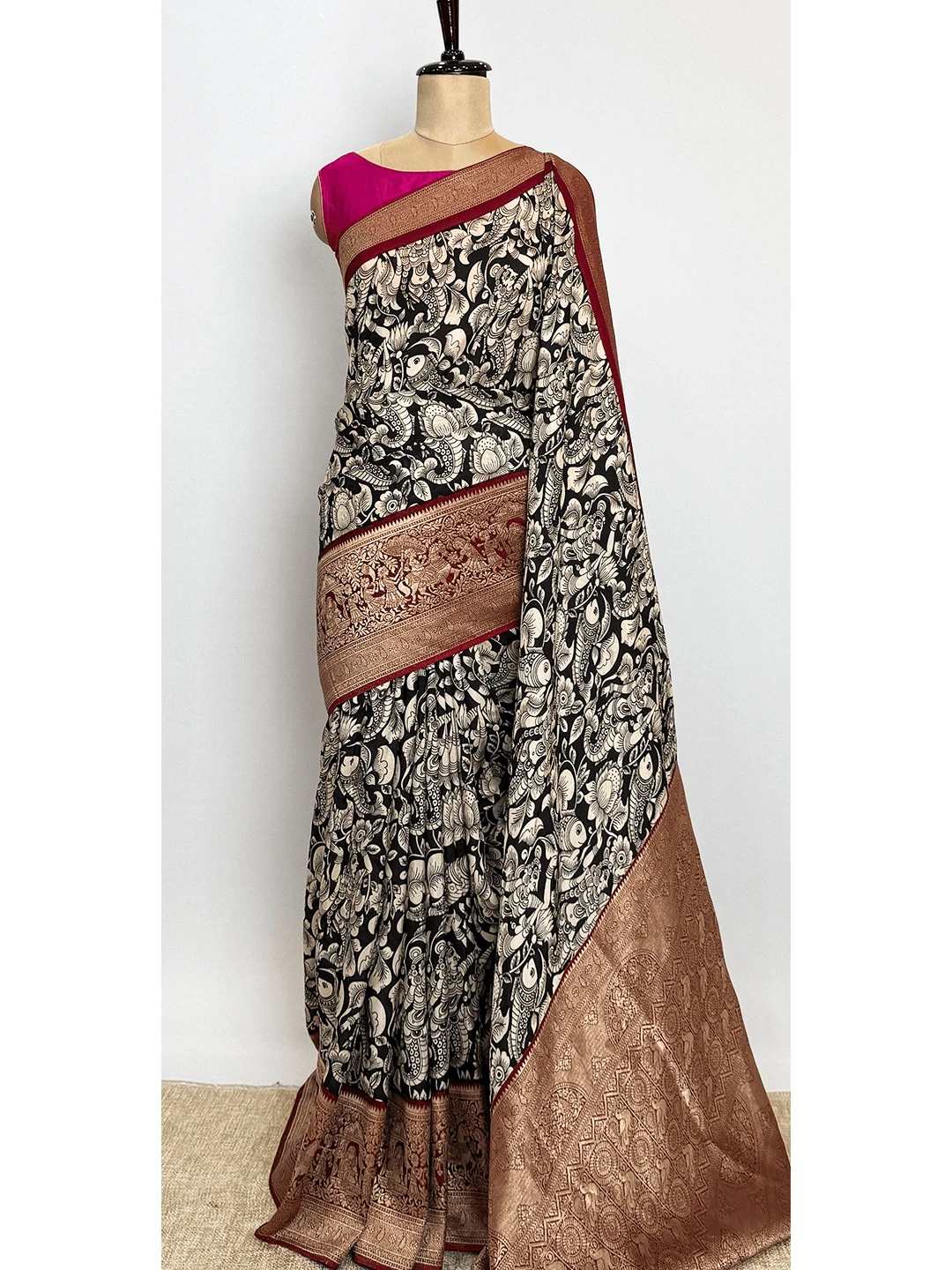 Kalamkari With Kanchi Border Sarees - QS213046