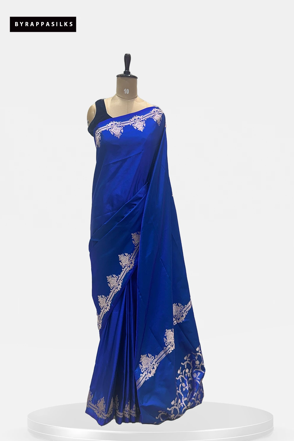 Satin Banarasi Saree Royal Blue With Zari Border QS279507
