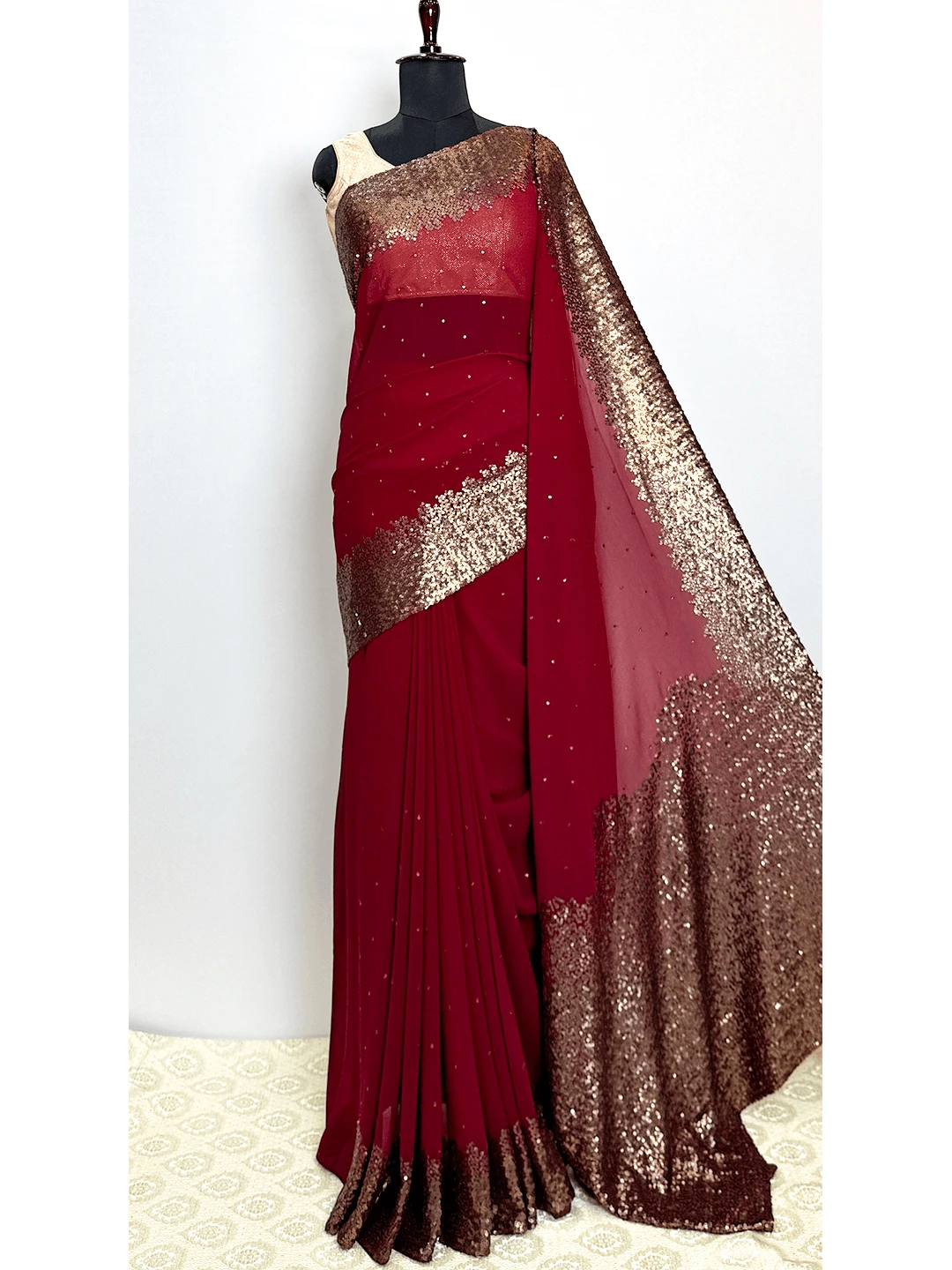 Fancy Saree With Work - Maroon Colour - QS214150