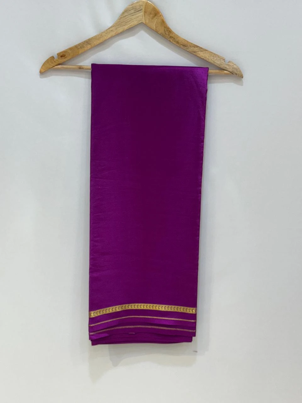 Pure Mysore Silk Royal Purple with Golden Zari Border QS219790