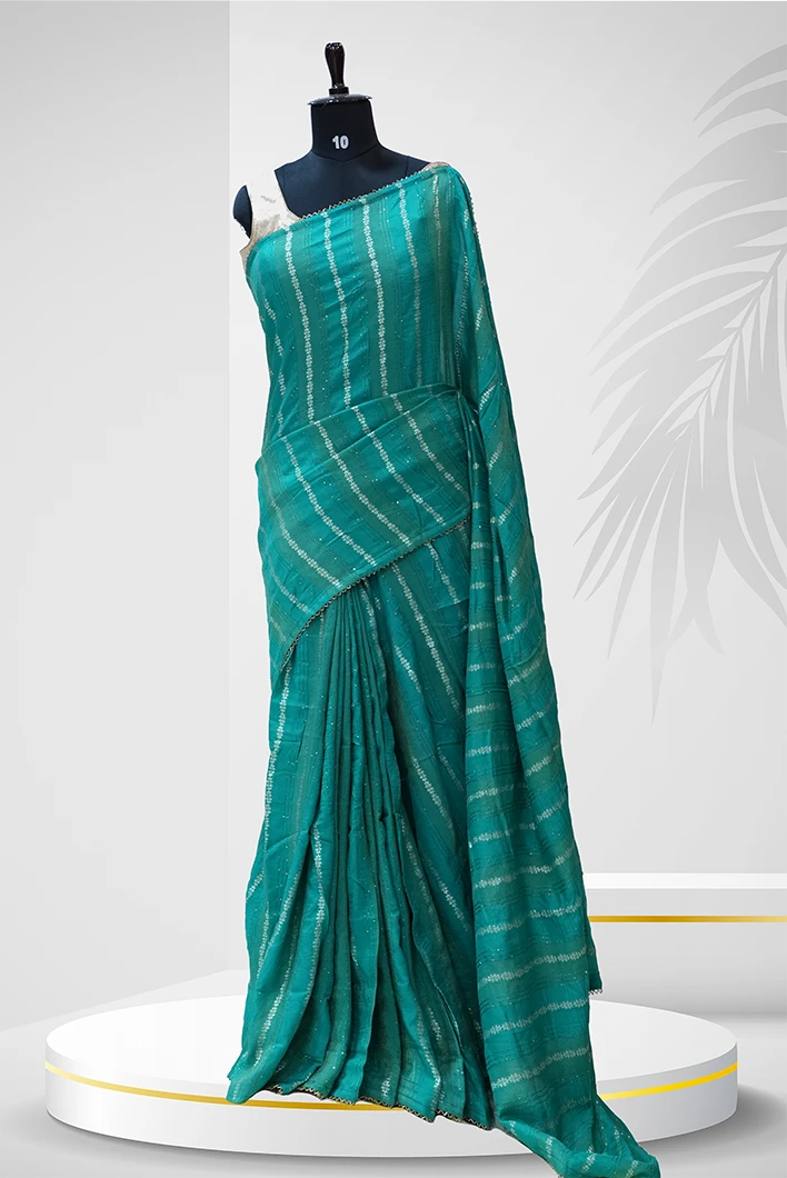 Soft Silk Saree Sea Green Organza QS236956