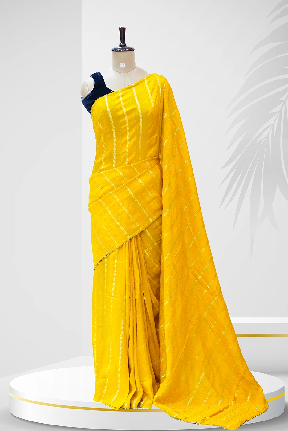 Fancy Saree - Bright Mustard Yellow with a metallic sheen QS236865