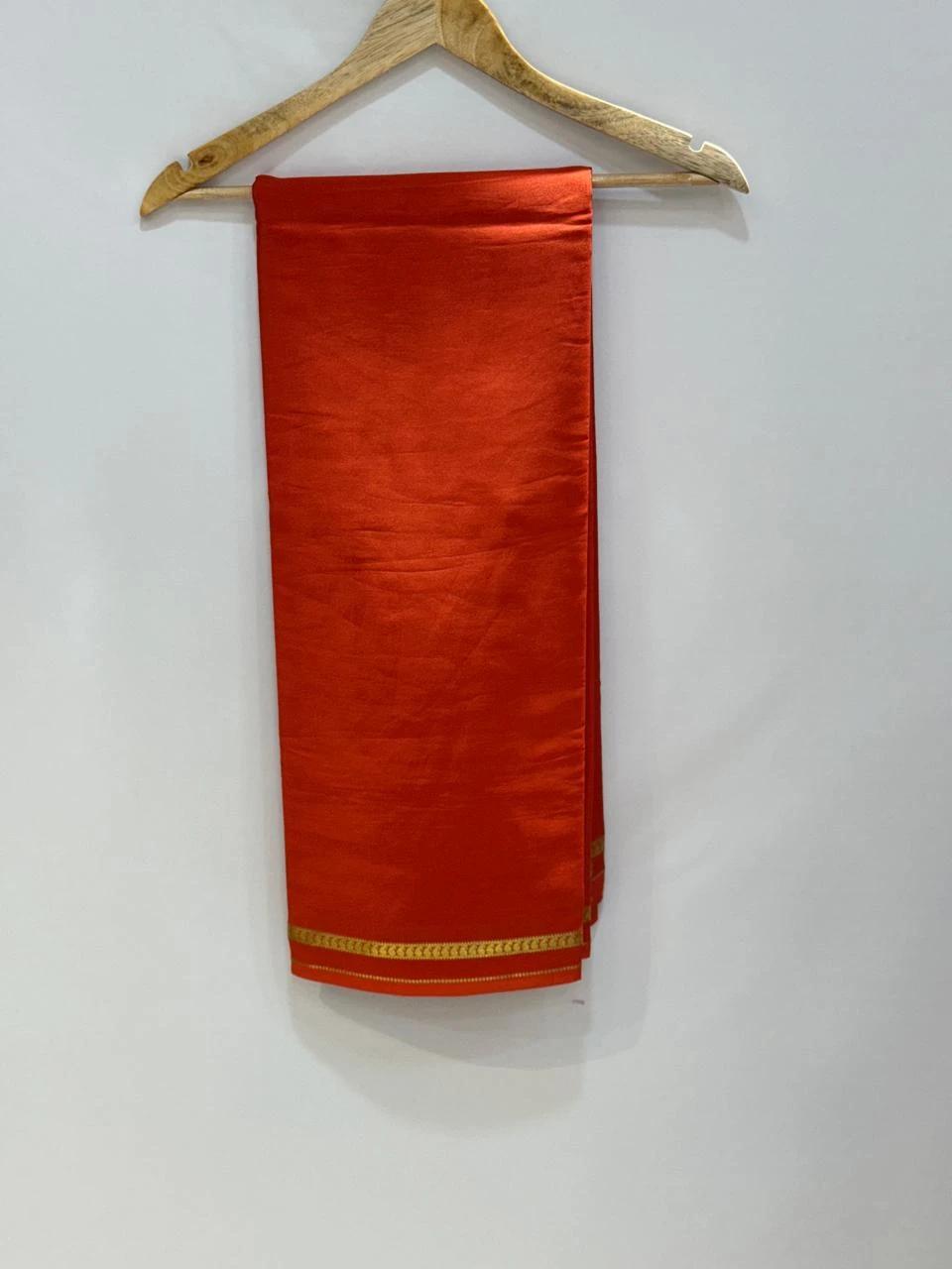 Pure Mysore Silk royal Orange with Golden Zari Border QS241229
