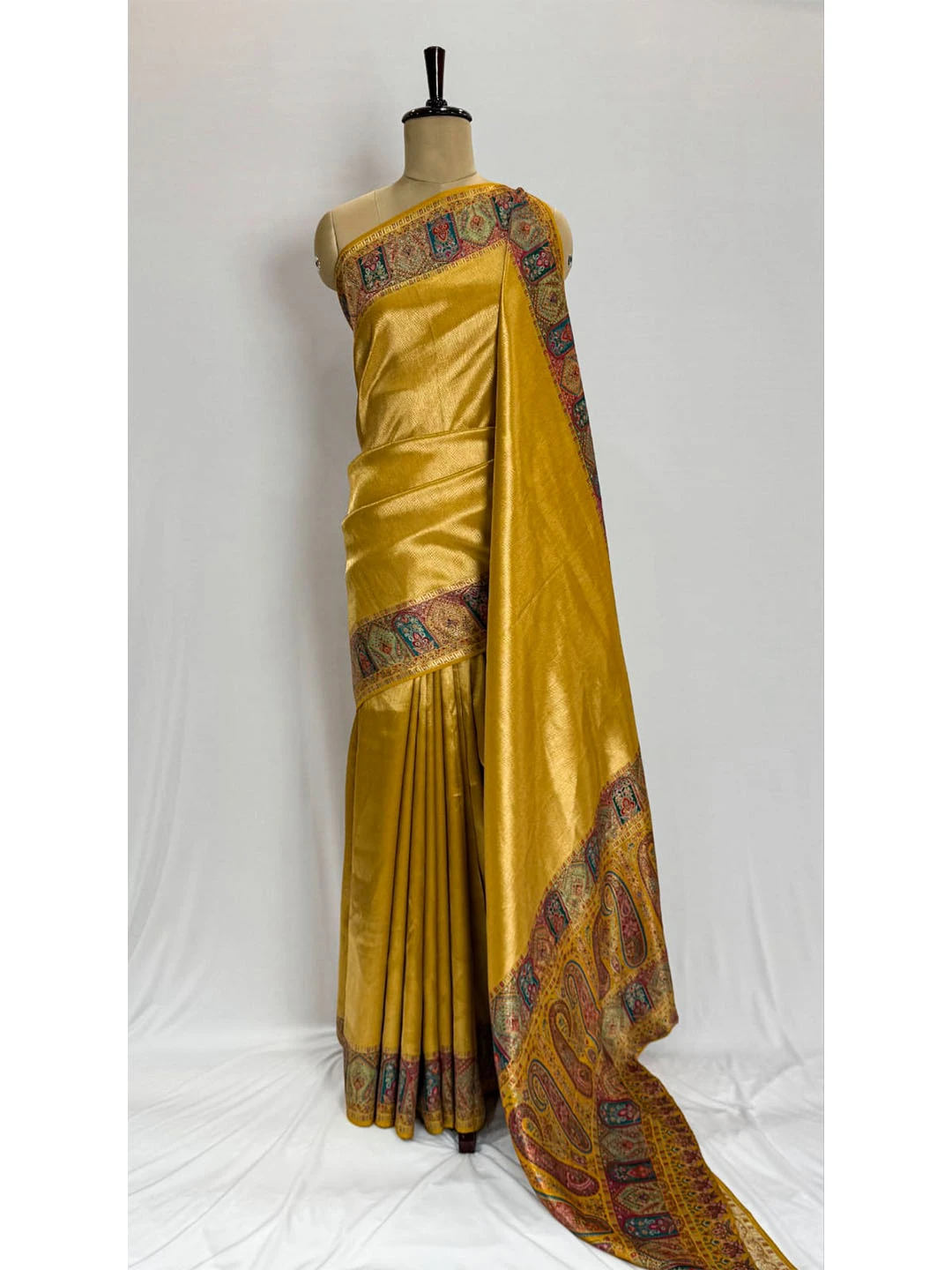 Pashmina Tissue Sarees - Yellow Colour QS202538