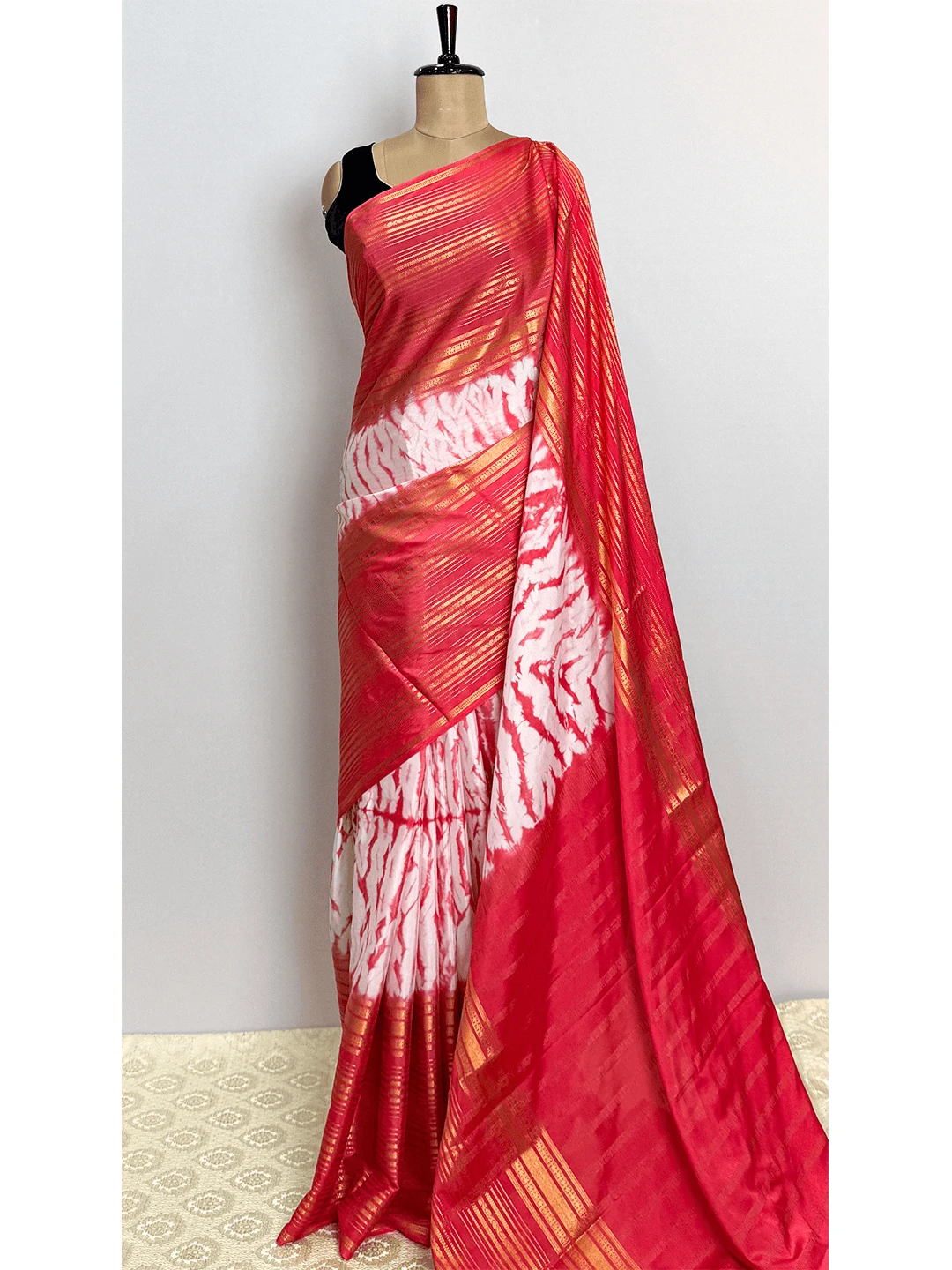 Semi Mysore Silk Sarees - Shibori Print - Pink Colour - QW200605