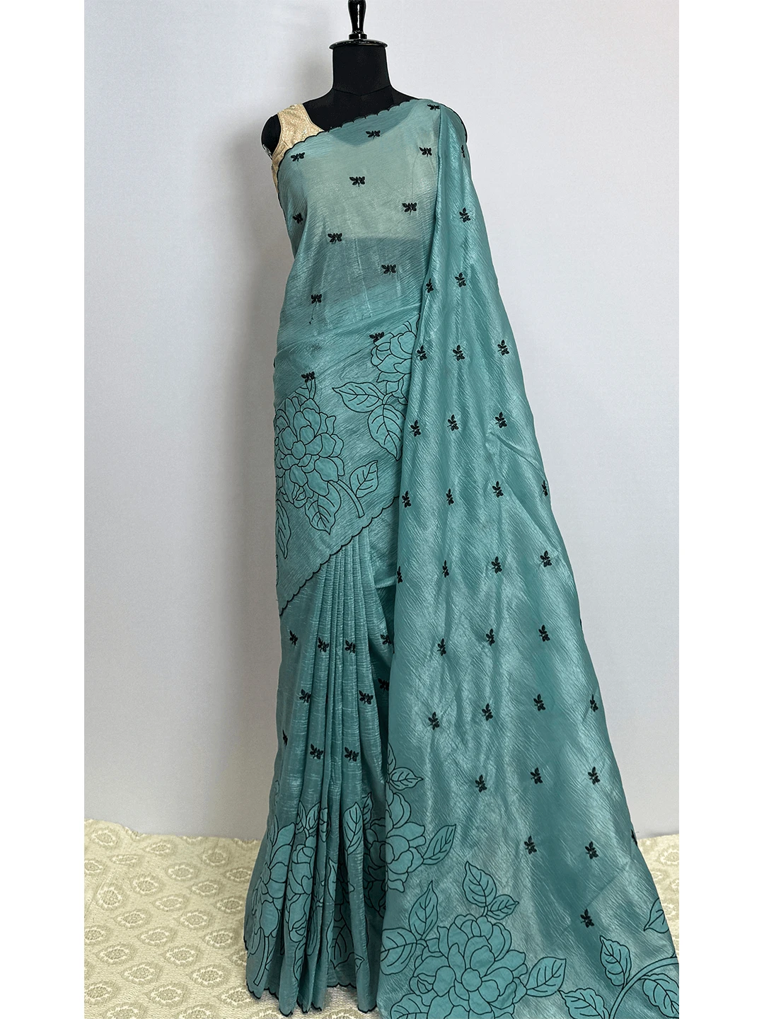 Organza Fancy Saree - Sky Blue Colour - QS202064