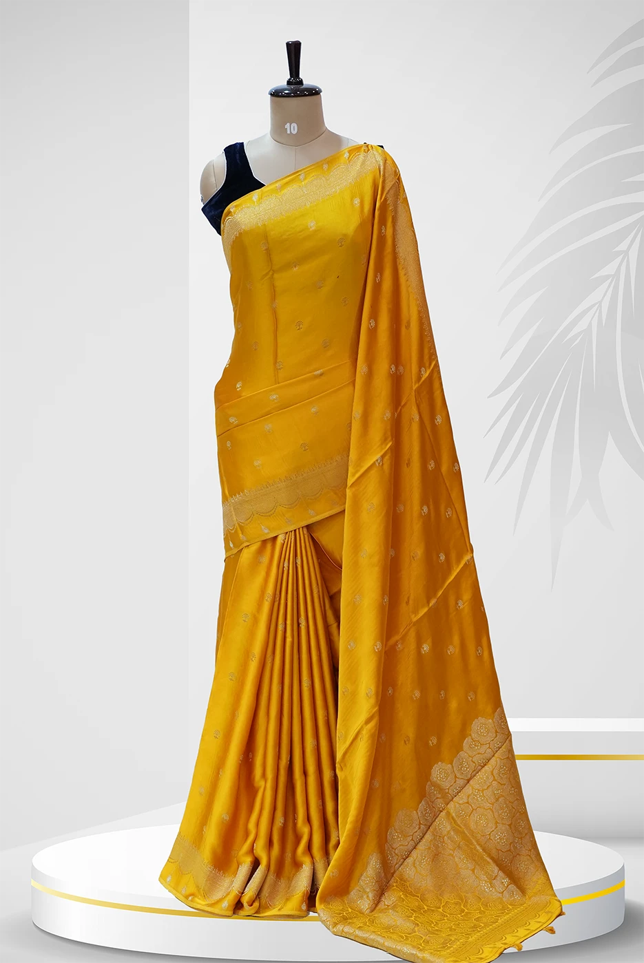 Soft Silk Saree - Mustard Yellow With Golden Zari Work - QS236792