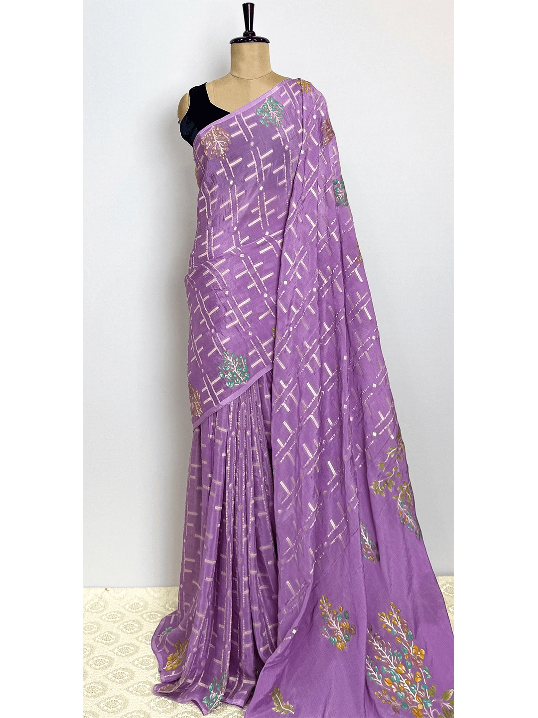 Chiffon Banarasi Sarees - Lavendar Colour - QS215971