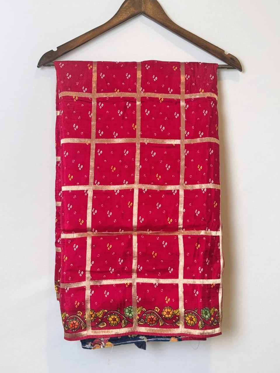 Bandhani Kalamkari design With Deep Pink Colour QS257828
