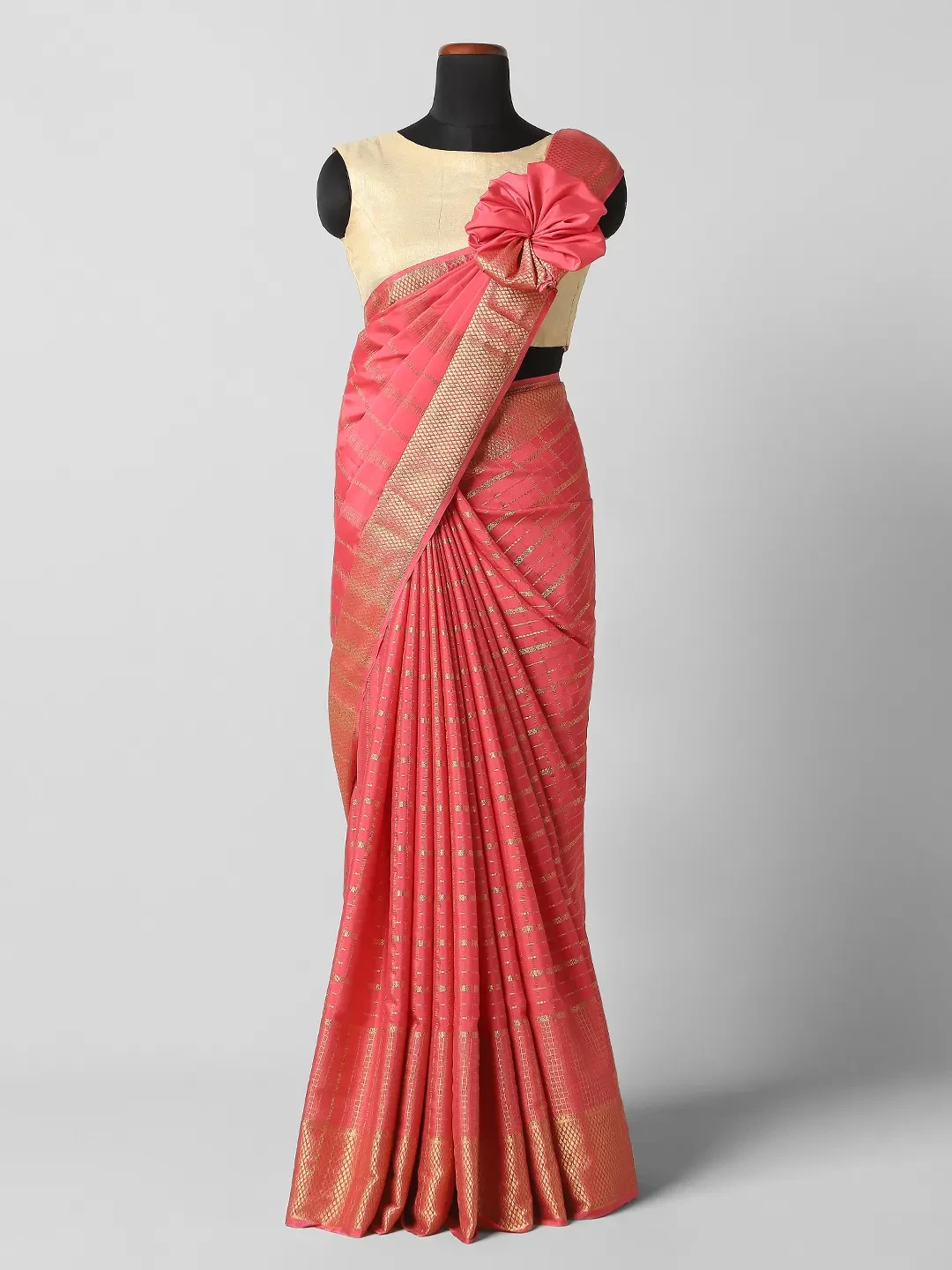 Semi Mysore Silk Sarees - Pink Shade Colour QI202517