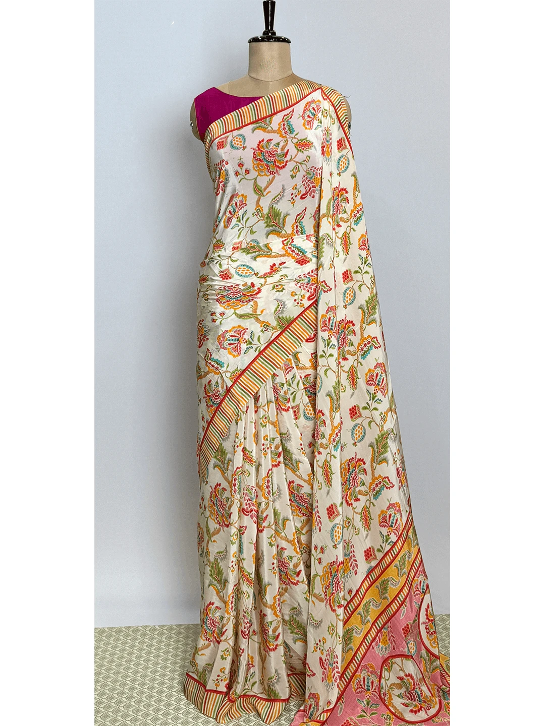 Satin Printed (Aditya Birla Fabric) - Cream Colour - QS213511
