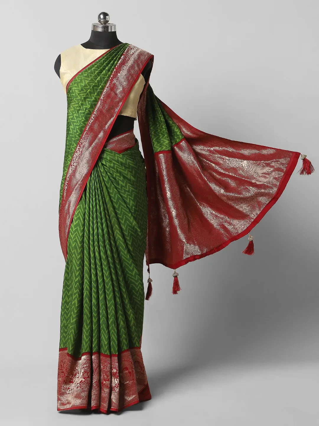 Fancy Printed Sarees - Green Colour QA254623