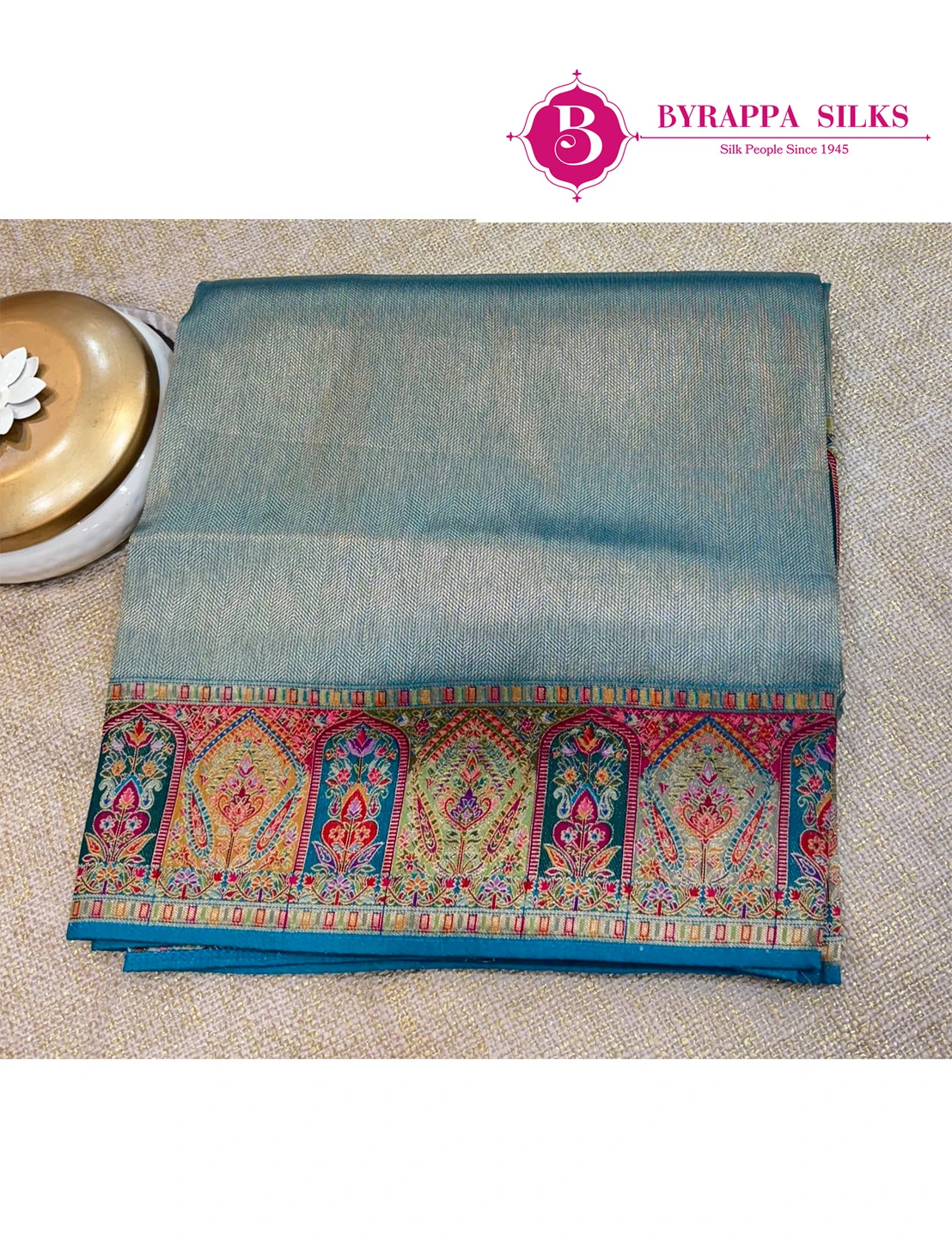 Tissue  Sarees _ Munga Crape - Blue Colour QS202534