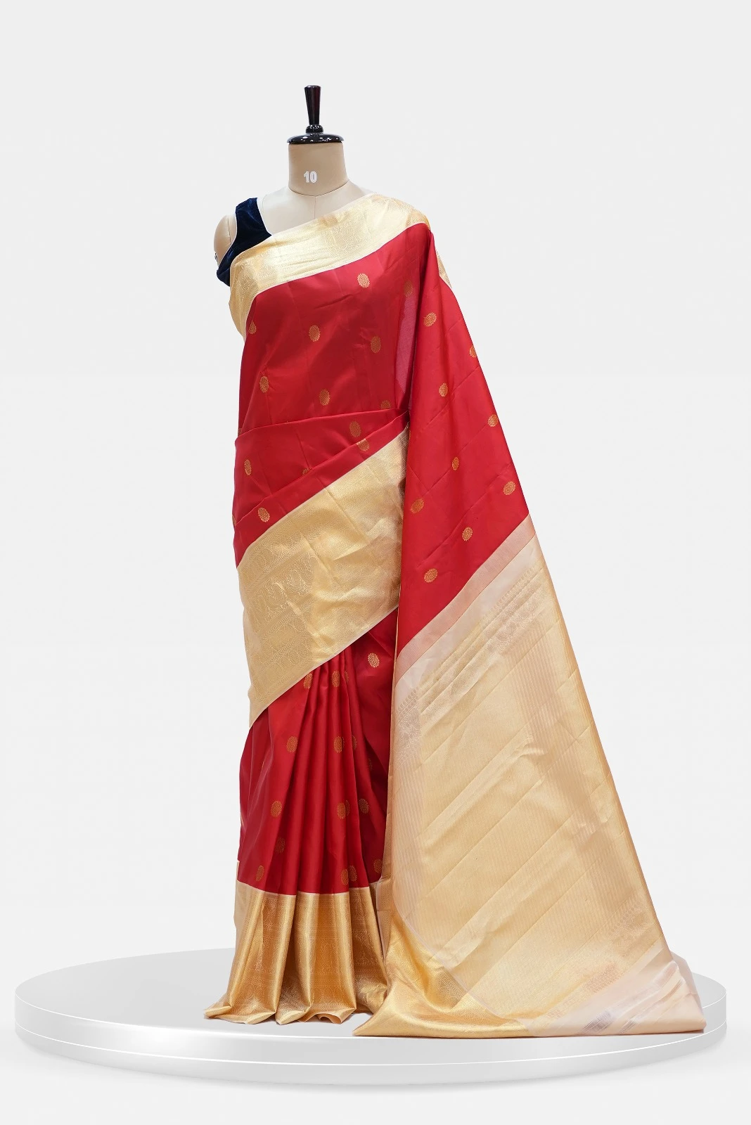 Kanchee Red & Gold Traditional 1 Gram Gold  Silk Saree with Zari Border QS241511