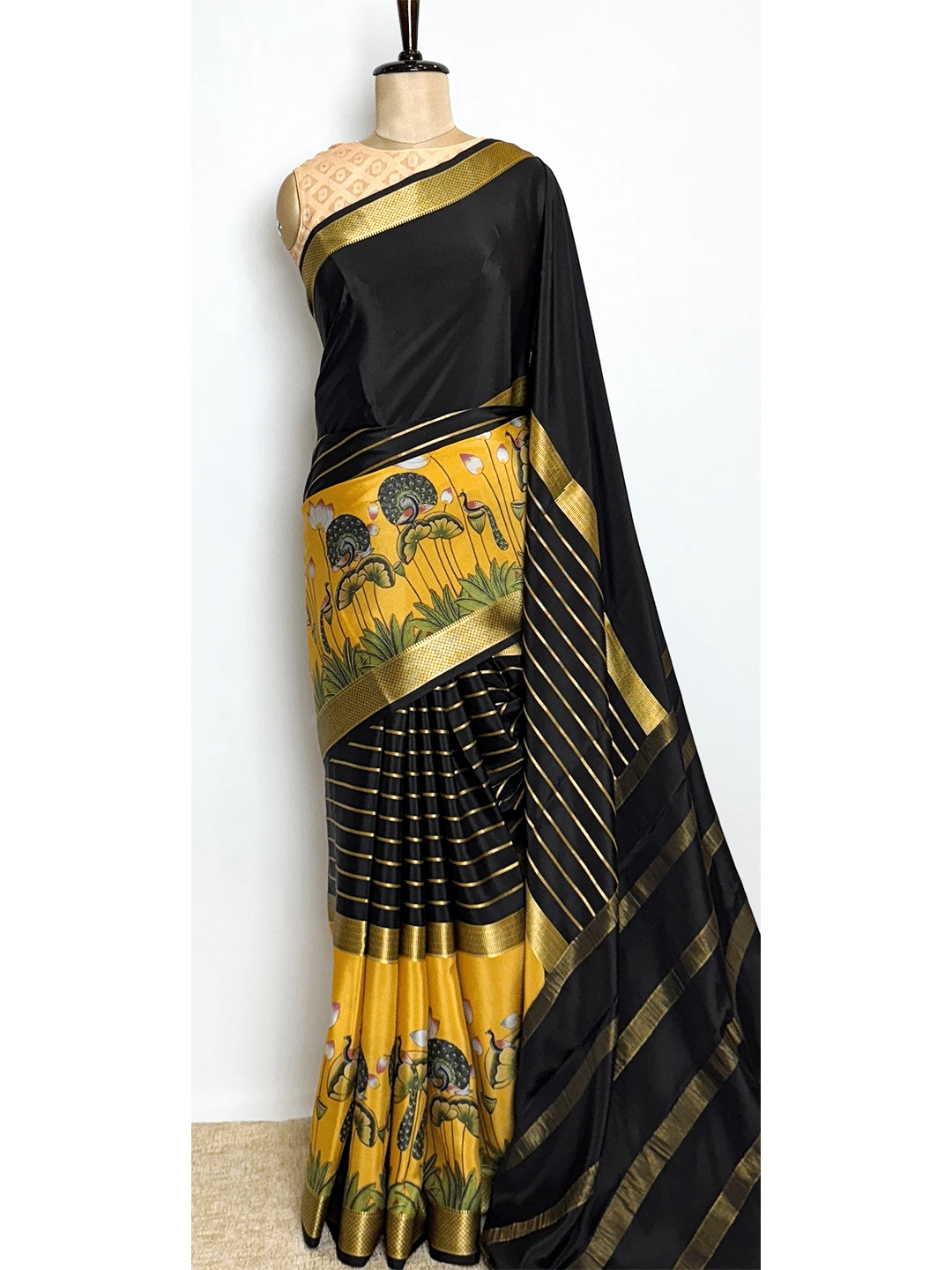 Pure Mysore Silk Saree - Black Colour - QS212816