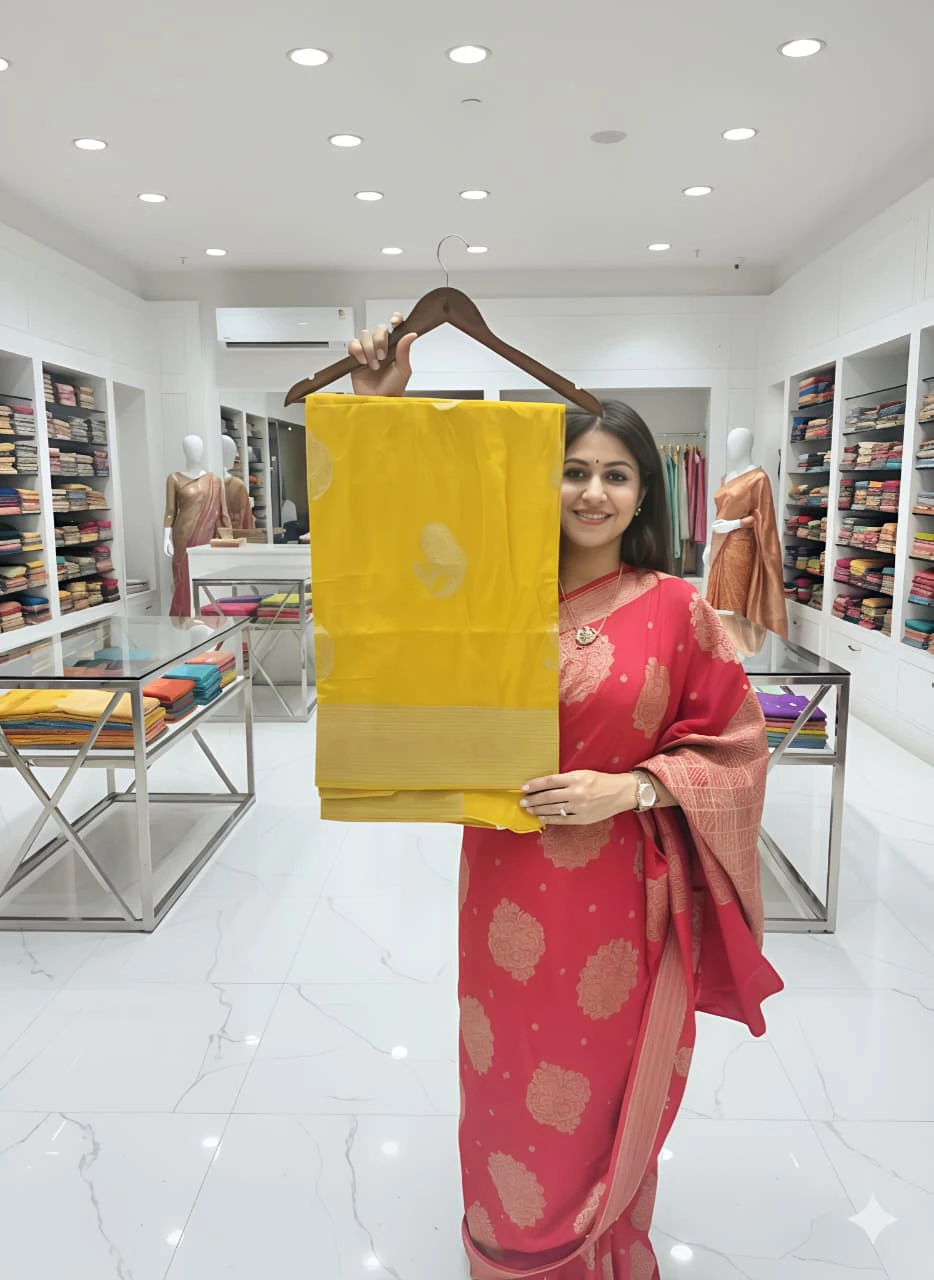 Chiffon Mango Motif With Bright Yellow QS259218