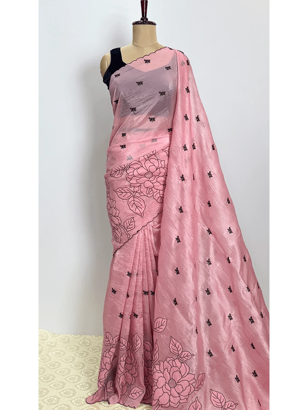 Organza Fancy Saree - Pink Colour - QS202065