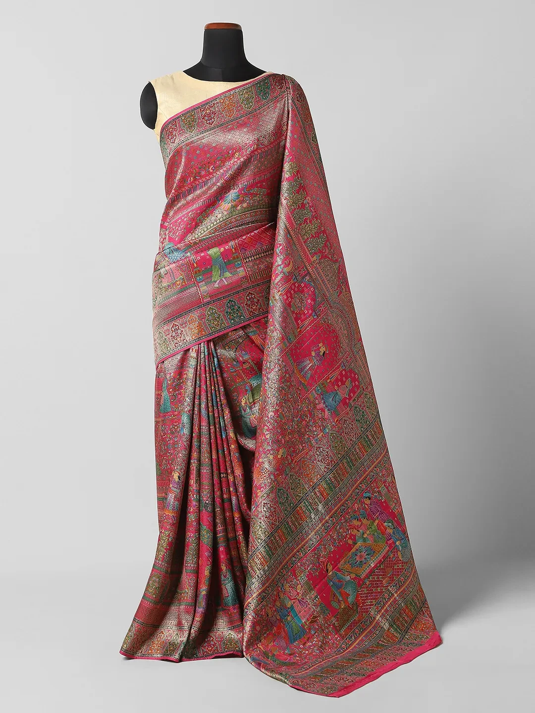 Pashmina Print with Banarasi Crape - Pink Colour QS204820