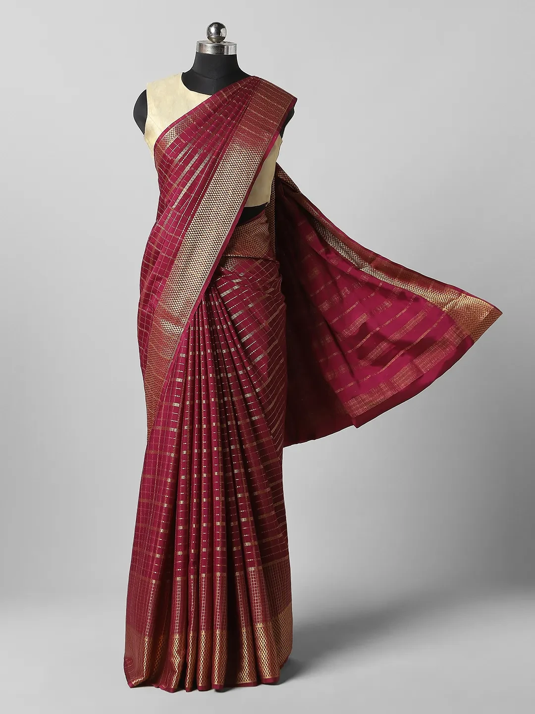 Semi Silk Sarees - Dark Pink Colour QI202526