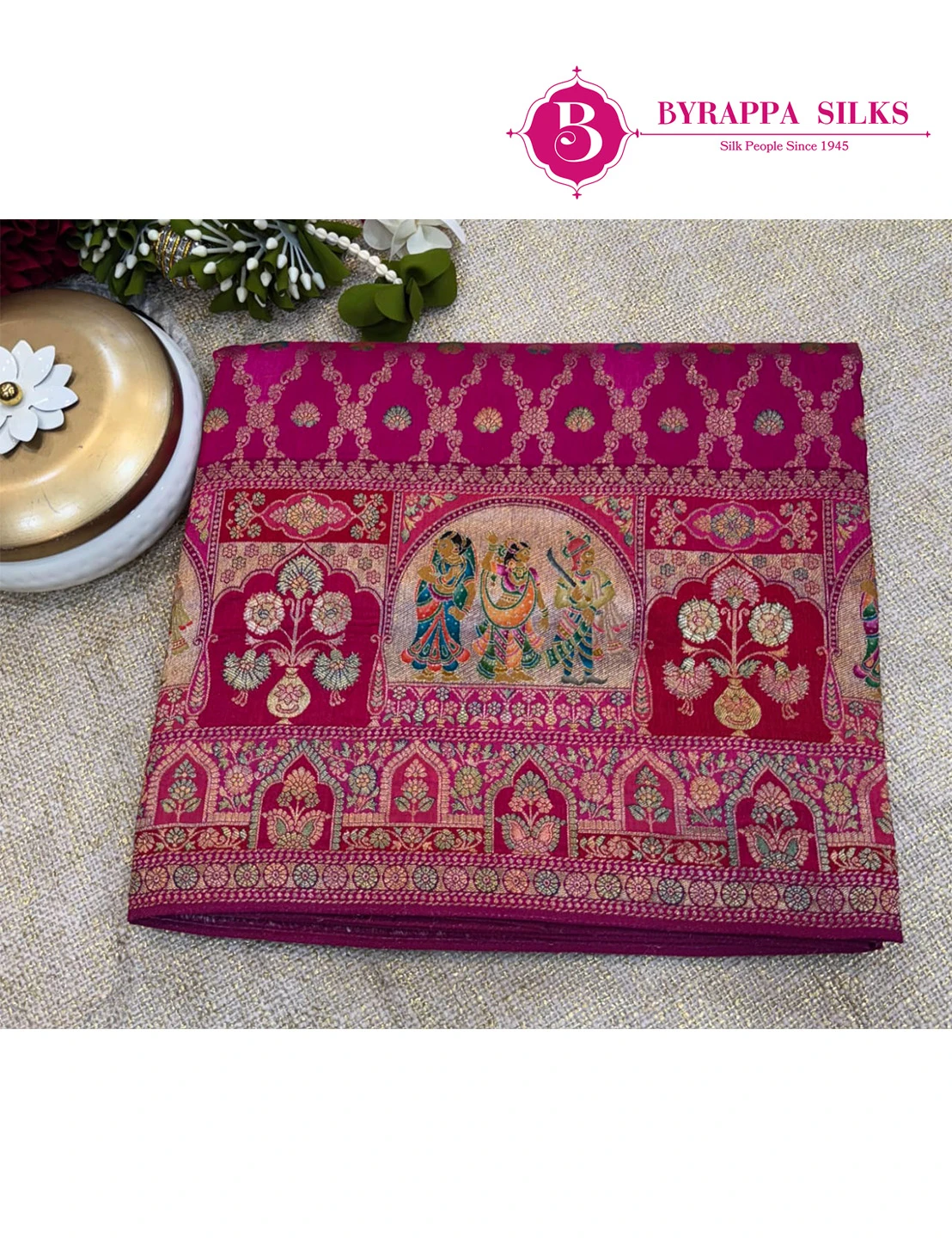 Pashmina Printed Saree -Banarasi Crape Pink Colour QS208413