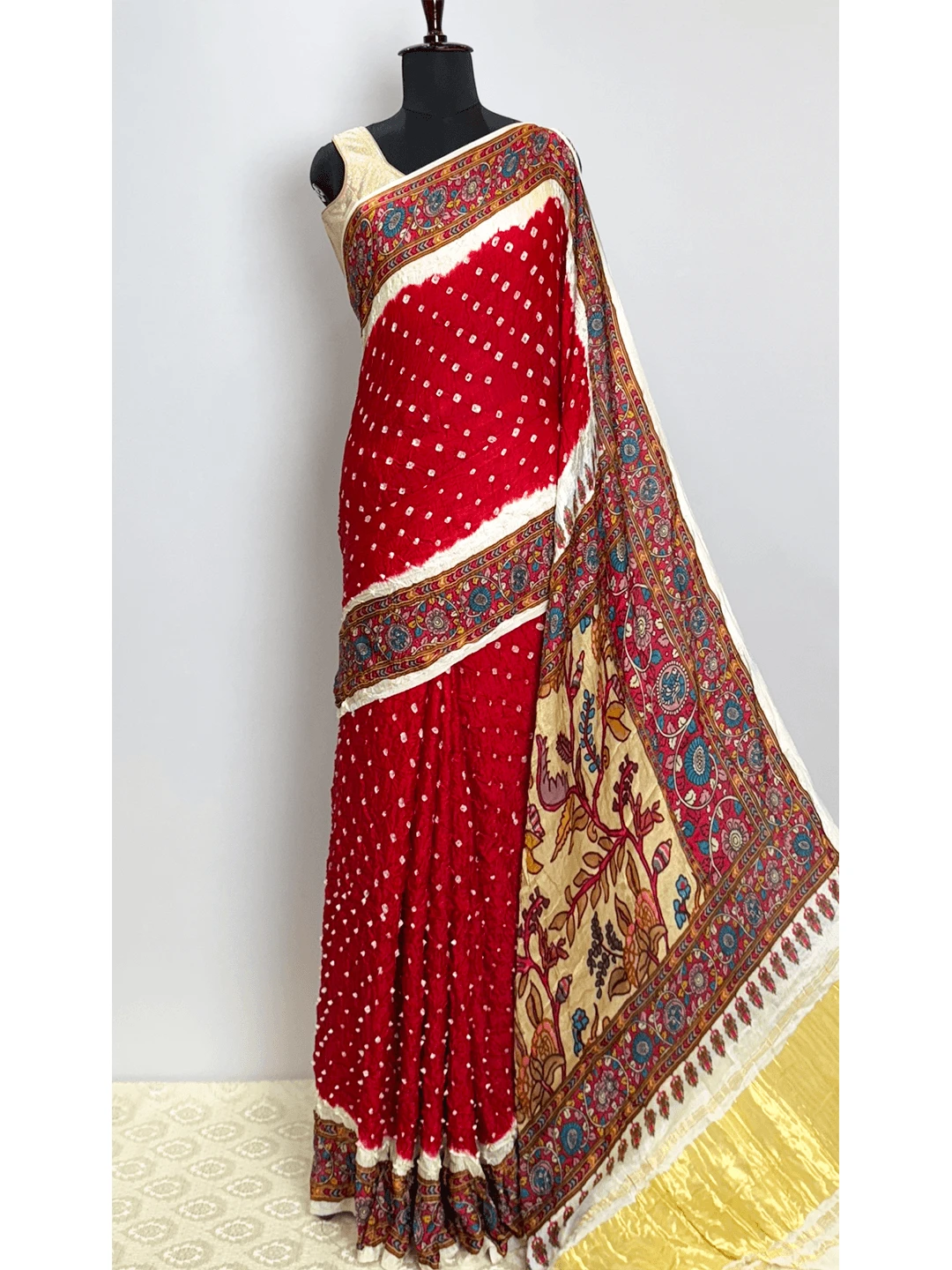 Crush Bandhani Saree - Red Colour - QS220011