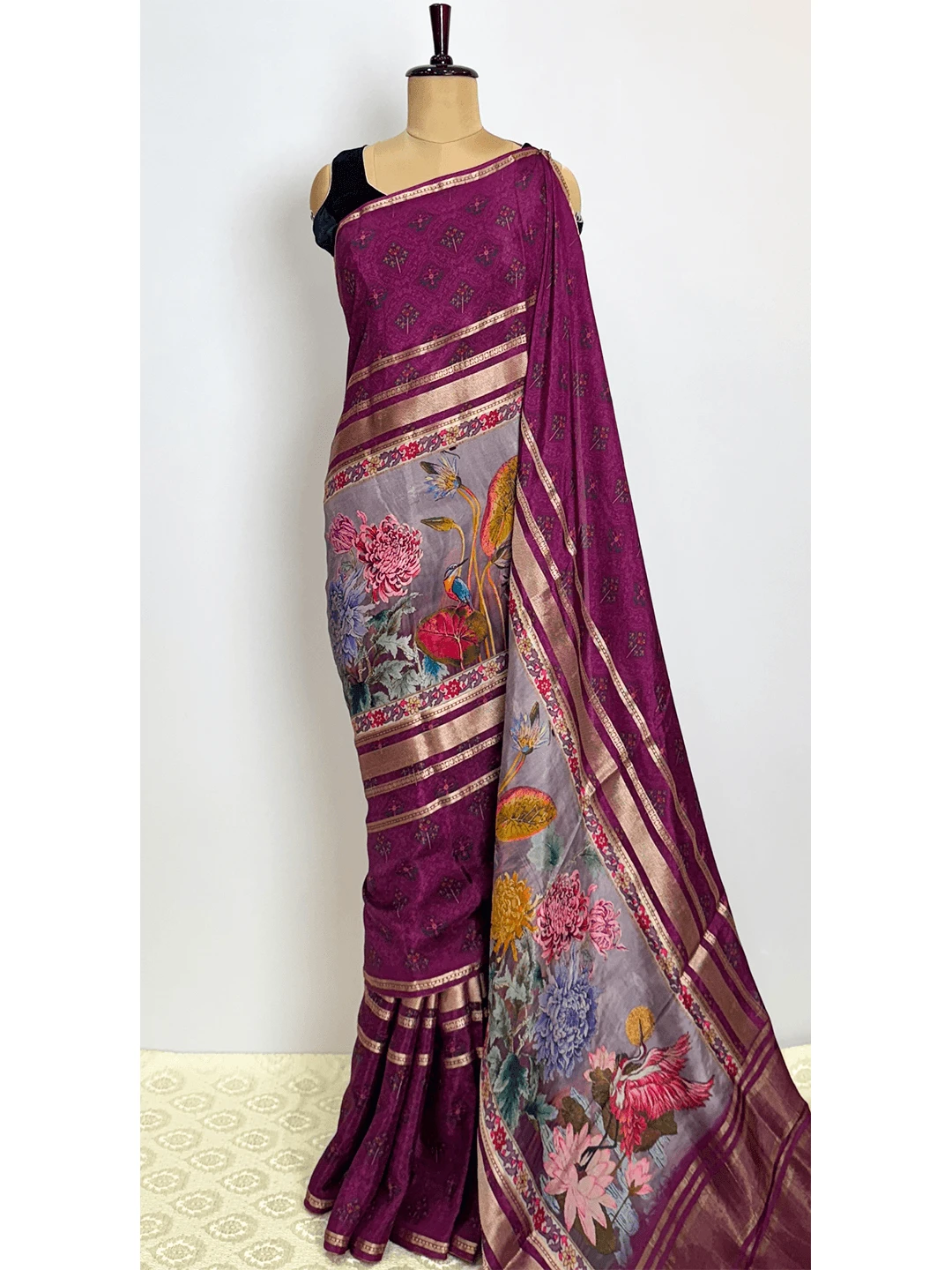 Semi-Crape Printed Saree - QS214412