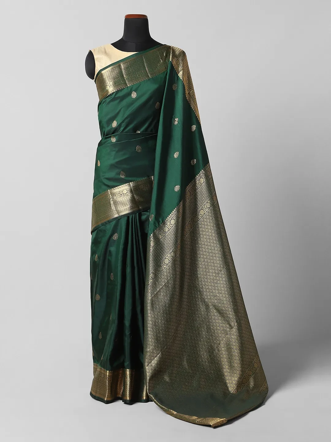 Kadiyal Semi Silk Sarees - Dark Green Colour QA254553