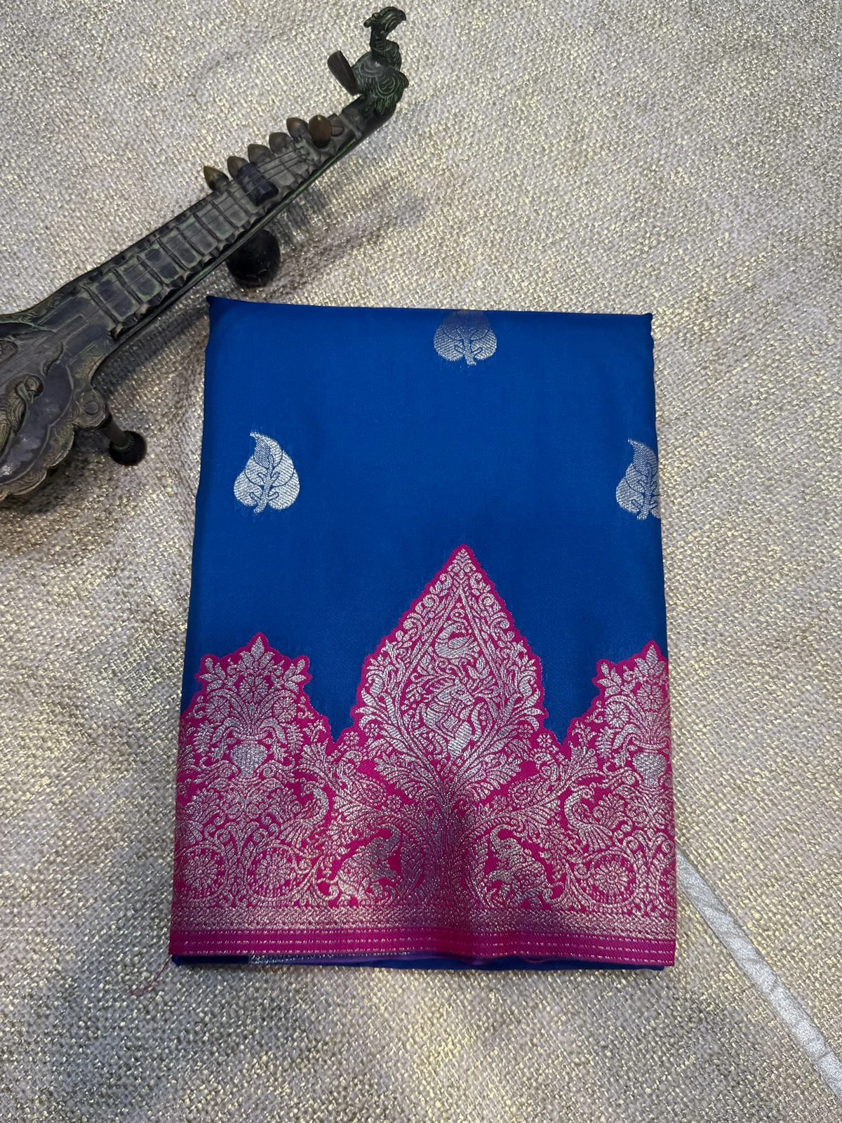 Colours of Navratri Blue  and Pink  Mango Motif QS254355